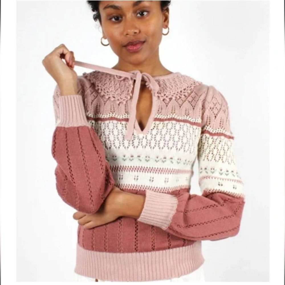Vintage Mariea Kim Medium Pointelle knit Tulip sweater 20Ans Knits 100% Acrylic